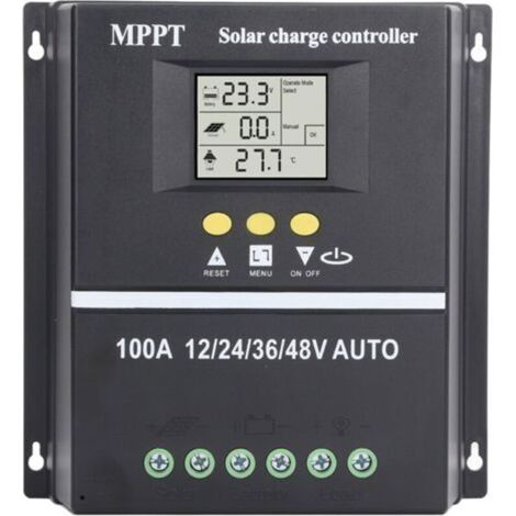 Régulateur de charge solaire MPPT 100A Double port USB Écran LCD rétroéclairé Entrée max 100V DC Compatible plomb/acide et lithium (1/5)