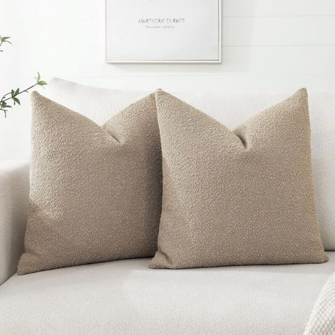 Bouclé-Kissenbezug, einfarbig, Kamelmuster, 45 x 45 cm, 2er-Set, für Wohnzimmer, Schlafzimmer, Inneneinrichtung (1/5)