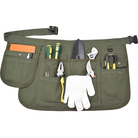 Unisex-Schürze, kurzer Werkzeuggürtel, Mehrzwecktasche, Werkzeugschürze mit verstellbarem Gürtel und mehreren Taschen für die Gartenarbeit (1/5)