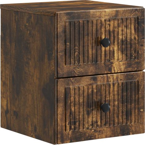 Wall-Mounted Bedside Cabinet Smoked Oak 33 x 34.5 x 40 cm vidaXL