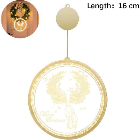 Guirlande Lumineuse De Noël - Veilleuse Acrylique 3D Pour Fenêtre - Motifs Cloche Bonhomme De Neige Renne - Alimentation Sur Piles AAA - 1 Pièce (1/5)