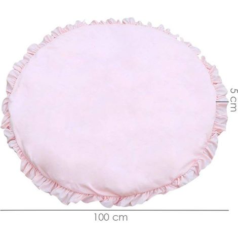Bébé Creeping Tapis, Dentelle de sol Tapis de jeu Couverture rond Coton Play Tapis de jeu Ramper Pad Coussin Tapis Tapis de couchage pour bébé, Decoration de Salle-Rose (1/3)