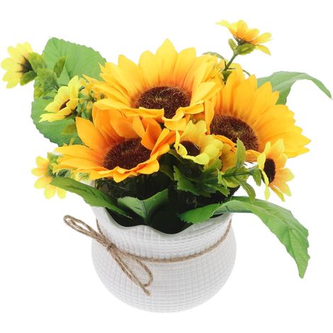 Pot de Tournesol Artificiel Plante Décorative Réaliste et Solide Jaune en Plastique et Soie pour Chambre ou Pièce Décorative (1/5)