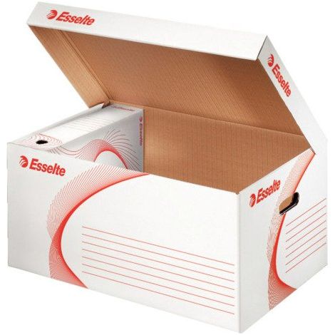 Caisse archives Esselte Boxy H 26,5 x L 56 x P 38 cm haute résistance - Blanche - Lot de 10 (1/2)