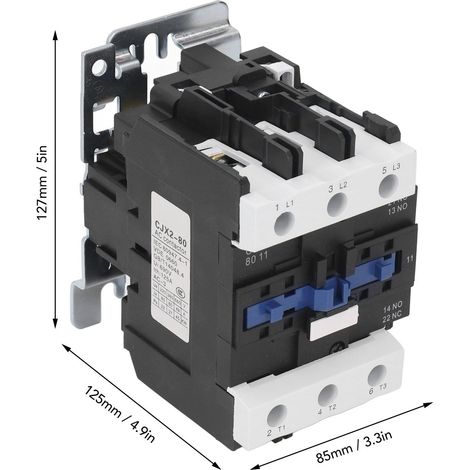Contacteur de puissance AC110V 80A, coque PC, bobine en cuivre, 3 phases, basse tension, Contact argent, électrique AC M5, montage à vis (1/5)