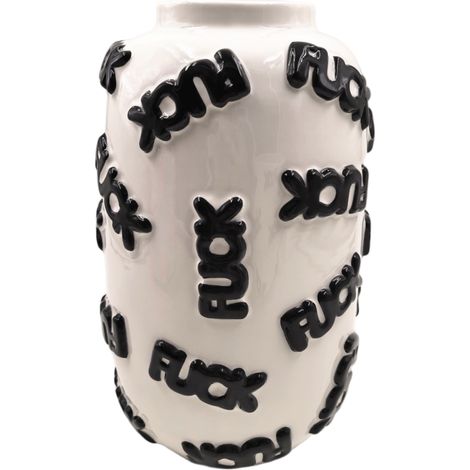 Vase en Céramique Design Blanc et Noir pour Décoration Intérieure 17 x 17 x 27 cm - PANGIVO (1/3)