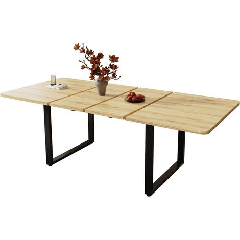 ELVMI Mesa Extensible para 6 a 10 Personas con 3 Niveles, Carga 100 kg, Comedor, MDF, Natural (1/5)