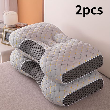 Lot de 2 oreillers appui-tête gris pour dormir sur le côté et sur le dos-AquaForge (1/2)