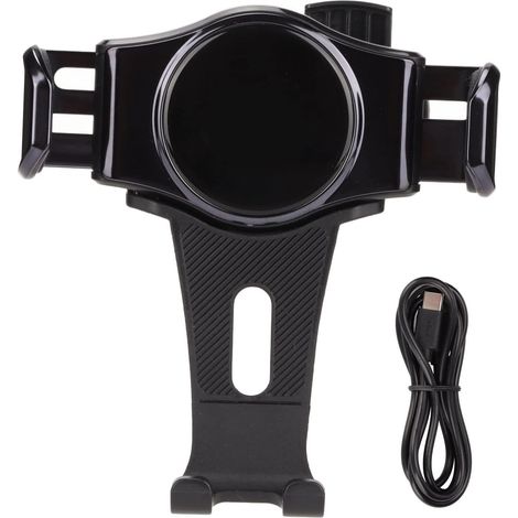 Support de Chargeur de Voiture sans Fil, Support de Téléphone électrique LED Intelligent de Navigation de Voiture T3A, avec Support Inférieur et Clip de Base de Sortie d'air(Le Noir) (1/5)