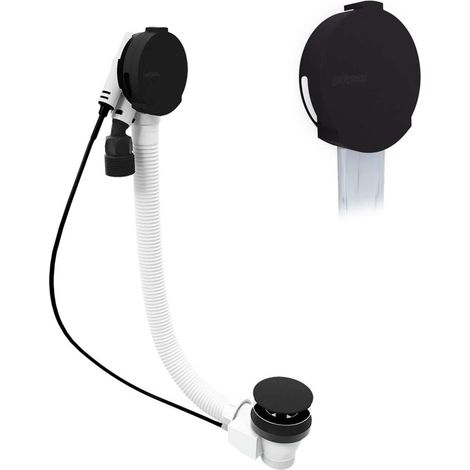 Polysan - Juego de desagüe y rebosadero para bañera con llenado, longitud 80 cm, negro mate 71853.21