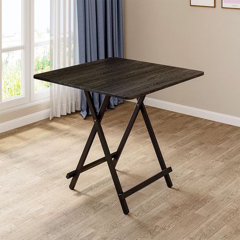 Black 80x80cm Folding Wooden Dining Table (1/5)