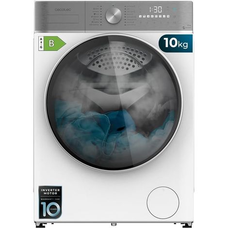 Cecotec – Lave-linge séchant 10 kg – Vitesse d'essorage 1400 trs/min – Classe énergétique A – Moteur inverter silencieux – Technologie Fuzzy Logic