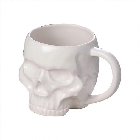 Tasse d'Halloween en forme de crâne avec anse et sans couvercle, tasse en céramique amusante. (1/5)