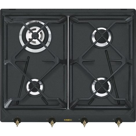 Smeg SRV864AOGH Plaque de cuisson à gaz anthracite 4 foyers