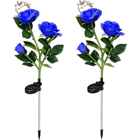 Lampe solaire de jardin extérieure, rosiers lumineux LED solaires avec fleurs plus grandes et panneau solaire large (1/5)