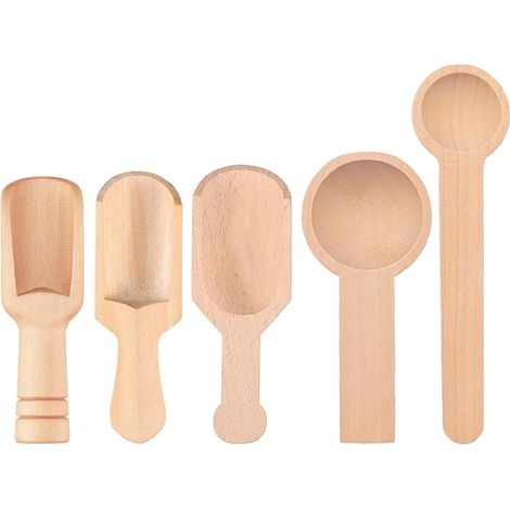 5 PièCes Bain CuillèRe En Bois Petite CuillèRe à Sel Mini Pelle En Bois Mini CuillèRes CuillèRe à Sel De Bain Pour Café,Thé,Ustensiles De Cuisine (Marron A) (1/5)