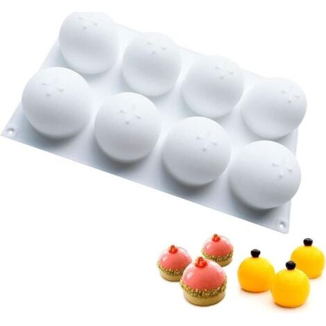 Moule sphérique semi-circulaire 3D en silicone pour pâtisseries, puddings au chocolat et bombes glacées (1/4)