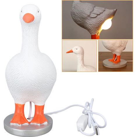 Lámpara de mesa LED de resina con forma de pato y huevo iluminado: luz suave para decoración de interiores. (1/5)