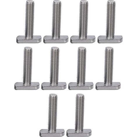 10pcs Jeu de boulons T M8 x 40 mm en acier inoxydable Boulons à fente en T avec tête marteau Vis à filetage complet pour profilé en aluminium Système photovoltaïque (1/5)