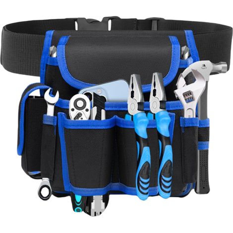 Werkzeugtasche mit Gürtel, Elektriker-Werkzeugtasche mit 8 Taschen, kleine Werkzeugtasche aus strapazierfähigem 600D wasserdichtem Canvas, Werkzeug-Organizer-Tasche, Werkzeug-Gürteltasche für Männer, (1/5)