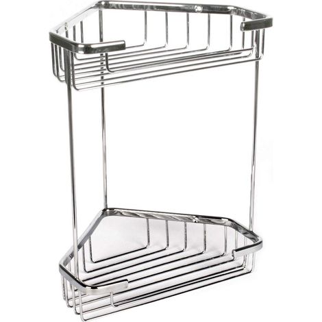 Étagère Salle de Bain d’Angle 2 Niveaux Laiton, Supporte 14 kg (1/4)