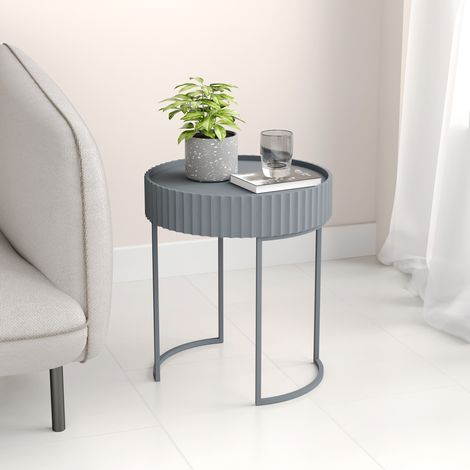 Beistelltisch Rill 46xØ40 cm Grau [en.casa]