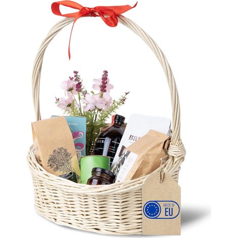 Panier en Osier Blanc Cadeau Rangement 37 x 30 x 37 cm (1/5)