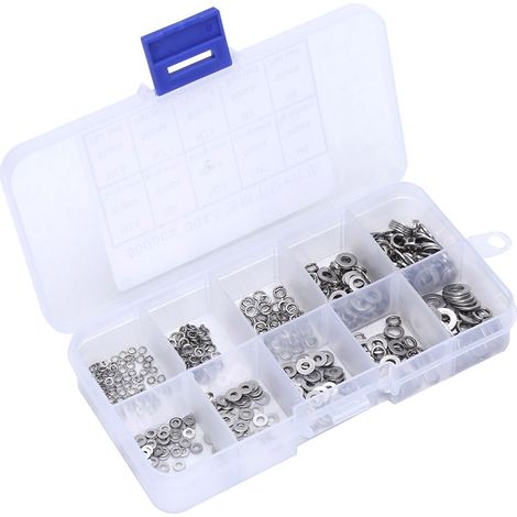 Kit de 500 rondelles plates et joints à ressort en acier inoxydable M1.6 M2 M2.5 M3 M4
