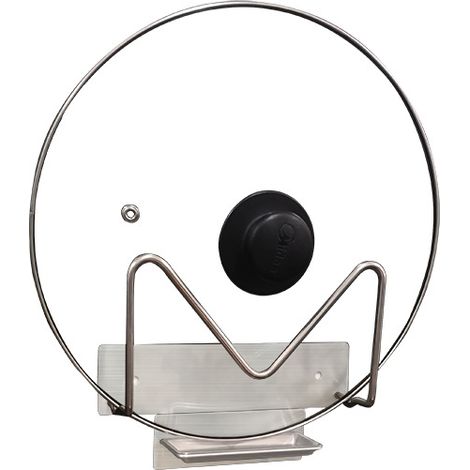 Support de rangement multifonctionnel pour couvercles de casseroles en acier inoxydable 304, support de cuisine en forme de M avec adhésif sans clous (1/4)