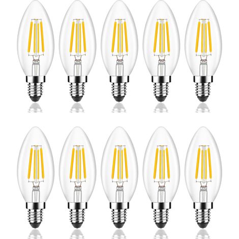 Lot de 10 Ampoules LED Classique E14,équivalent 40 W,Forme Bougie,éclairage Blanc Chaud 2700K,AC 220-240V