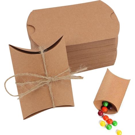 Pack of 50 Vintage Kraft Paper Gift Boxes with Hemp Rope, Ideal for Wedding, Birthday, Parties, Chocolate, Jewellery, 9 x 6.5 x 2.5 cm, making them ideal for any event. (1/5)