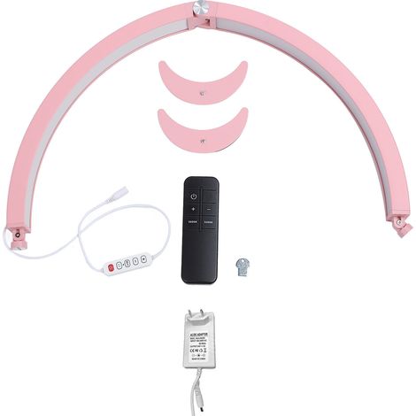 Lampe de bureau demi-lune 70 cm (27,5 pouces) - 3200K/5600K - 40W - 320 LED - 2000 lm - avec télécommande - Idéale pour nail art et tatouage - Prise UE (1/5)