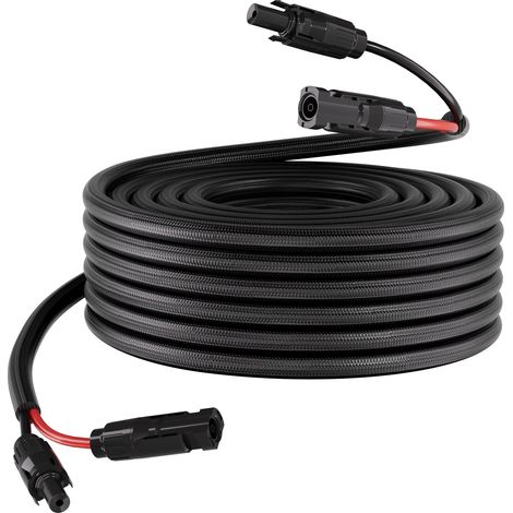 Mophorn Solarkabel Verlängerung 15,2 m, 10 AWG, Solarverlängerungskabel mit flammhemmender Ummantelung, Stecker & Buchsen, IP67 wasserdichtes PV-Kabel, für Fahrzeuge, Wohnmobile, Schwarz & Rot (1/5)