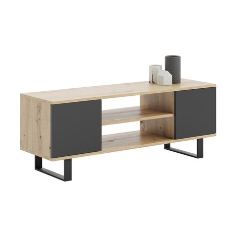 Armadio RTV Focus 155 cm - gambe in metallo Rovere nero artigianale (1/5)
