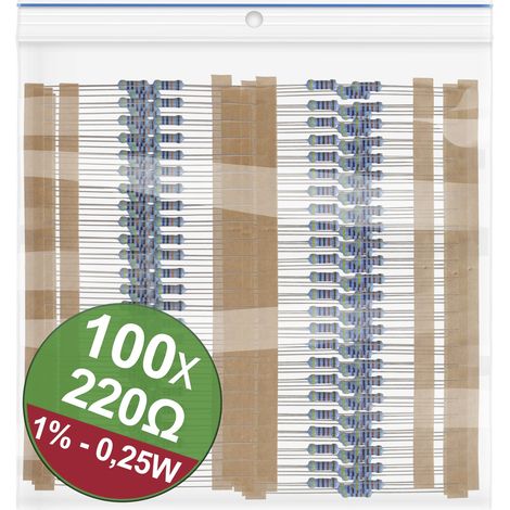 Quadrios 22P043 22P043 Metallschicht-Widerstand Sortiment 220 Ω axial bedrahtet 0.25 W 1 % 1 Set