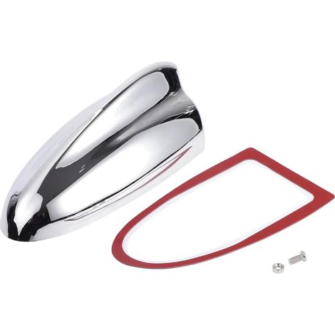 Cache Antenne Aileron De Requin, Antenne De Toit Universelle Am/FM pour Voiture, Auto, SUV, Camion Tout-Terrain en Abs avec Base Adhésive, Ton Argent Chromé (1/5)