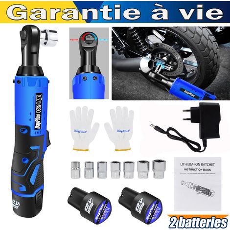 Dayplus – Clé à cliquet électrique sans fil 12V – Couple 120Nm – Moteur en cuivre pour espaces restreints – Éclairage LED intégré - 3000mAh
