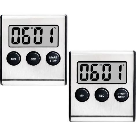 Set di 2 timer da cucina: timer digitale con allarme sonoro, cronometro magnetico da cucina e timer con conto alla rovescia di 100 minuti per cucinare, fare sport, studiare e partecipare a riunioni. (1/4)