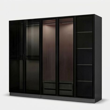 Kleiderschrank 5-türig mit Regalen und Schubladen Kale 225