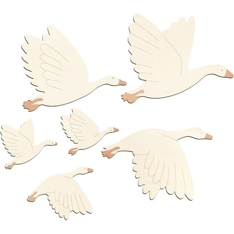 Décorations Muraux pour Chambre d'Enfant Cygne, Sticker Mural Enfants Bebe, Ensemble DIY Bois Adhésifs, Déco Murale Boho, Tatouage Mural Enfant (1/5)