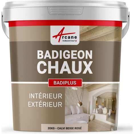 Arcane Industries – Badigeon à la chaux 20 kg – Pour murs intérieurs et façades – Finition mate et lisse – Couverture jusqu'à 100 m² – Calvi beige rosé
