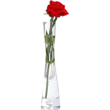 Vase à fleurs en verre transparent de 20 cm de hauteur, vase décoratif à tige unique pour maison, mariage, bureau, décoration de Noël (1/5)