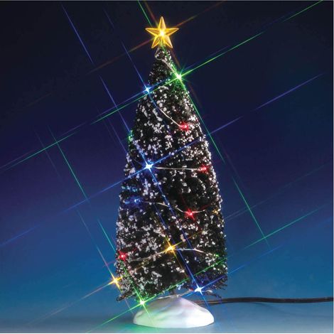 Lemax – Sapin illuminé 25,5 cm – 24 lumières multicolores – Décoration intérieure pour village de Noël – Fonctionne sur piles ou électrique (1/2)