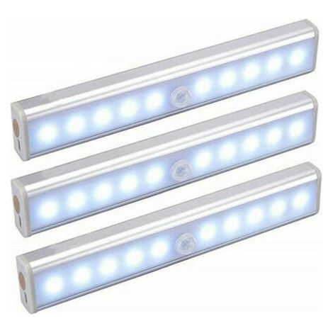 Tigrezy -Lot de 3 Lampes LED, Sans Fil, Rechargeable par USB, Aimanté, Détecteur de Mouvement, Portable. Lumière de Placard, Baladeuse de Secours, Veilleuse Enfant Lumière salon éclairage couloir