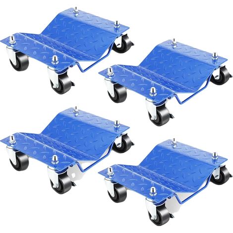 Carro para coche, ruedas con freno, acero resistente, azul (1/2)