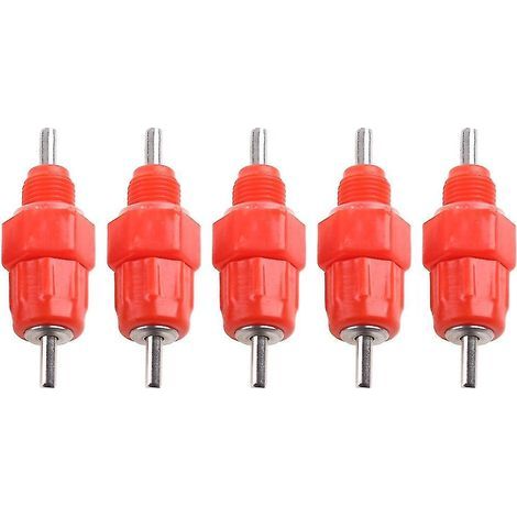 Set aus 5 automatischen Hühnertränken mit Nippeln und Verbindungsstücken zur Fütterung von Küken im Freien. (1/4)