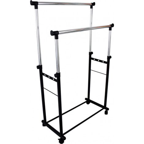 Stand Appendiabiti 85x44x90/160 cm in Acciaio Nero (1/2)