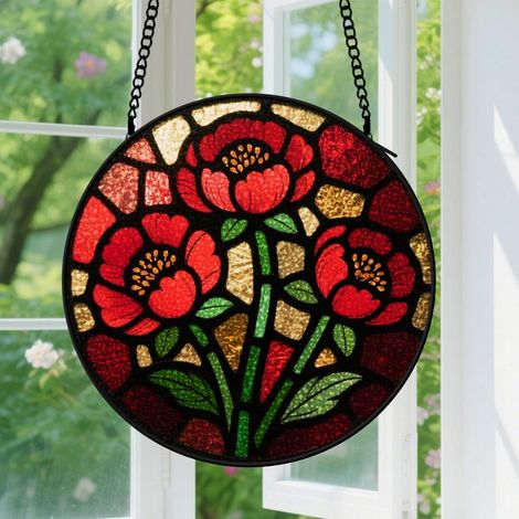 9cm Suspension en vitrail, attrape-soleil élégant unique coloré, décoration intérieure fenêtre, cadeau Noël, Anniversaire pour femme, homme (1/5)