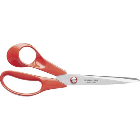 Fiskars – Ciseaux universels pour gauchers – Lame en acier inoxydable – Manche ergonomique en plastique rouge – Longueur 21 cm