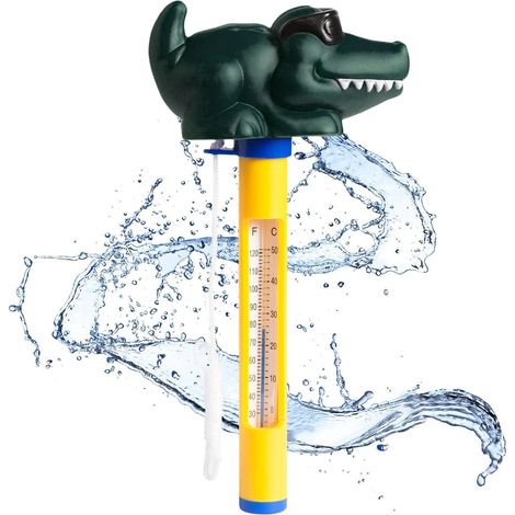 Thermometre Piscine, Thermomètre Flottant, Thermomètre de Piscine Flottant, Pool Thermometre avec Ficelle, Lectures Précises et Faciles pour la Température de l'eau (Crocodile) (1/5)